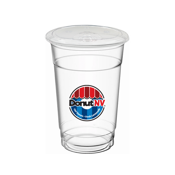 16oz DONUTNV Plastic Cups w/ Lid (1,000 qty)