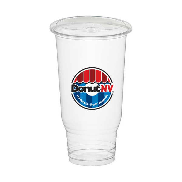 32oz DONUTNV Plastic Cups w/ Lid (500 qty)