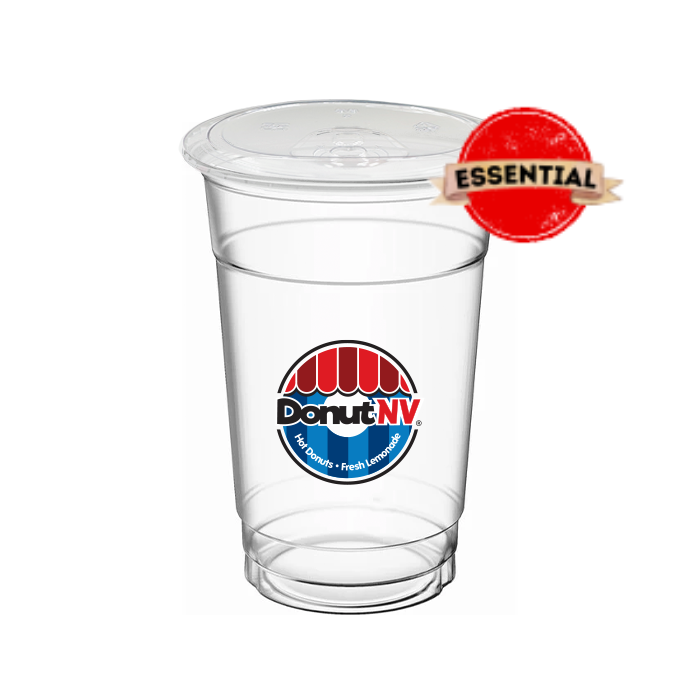 16oz DONUTNV Plastic Cups w/ Lid (1,000 qty)