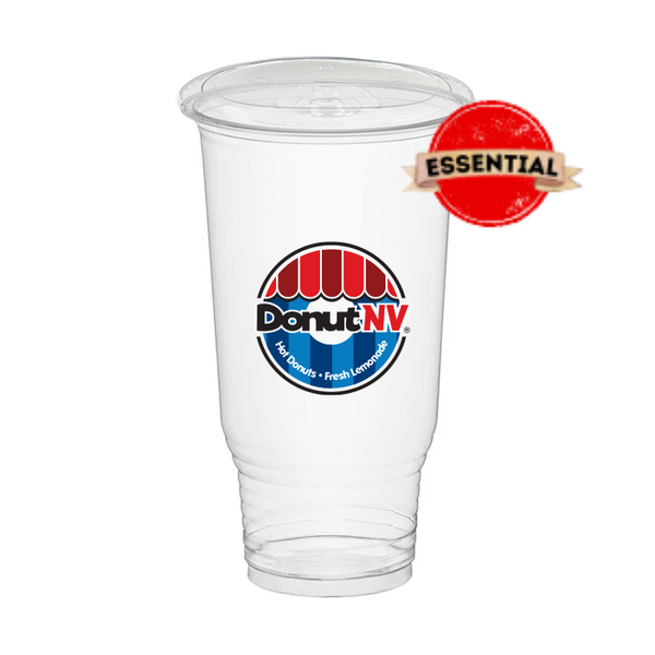 32oz DONUTNV Plastic Cups w/ Lid (500 qty)